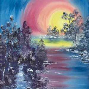 Landschaft in blau pink